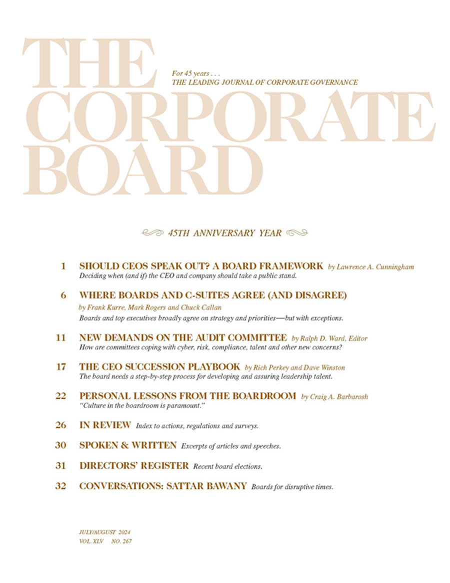 July/August 2024 Issue Cover of The Corporate Board Magazine