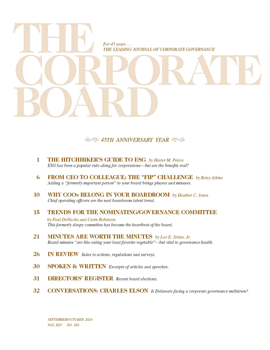 THE CORPORATE BOARD - Sept/Oct 2024 Cover