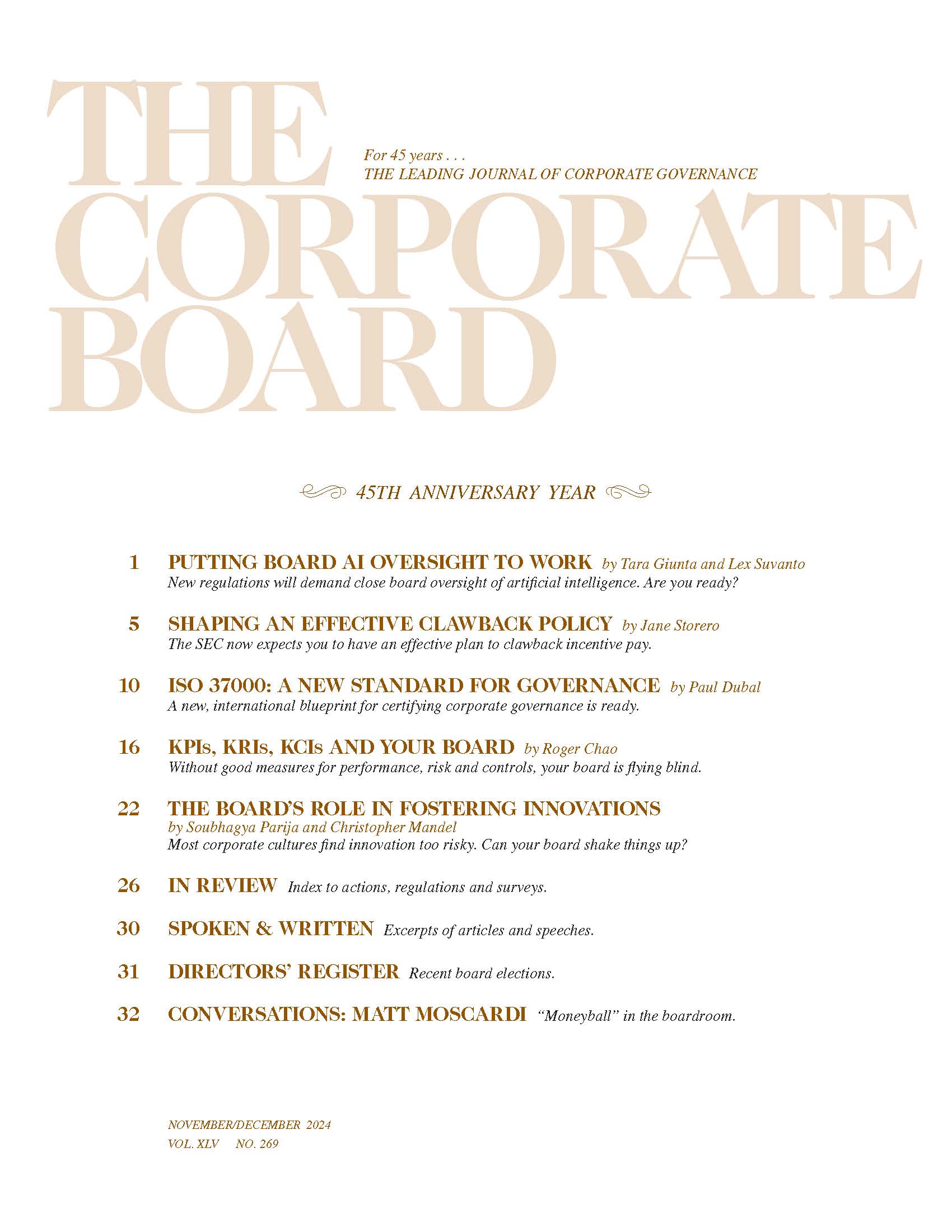 Corporate Board Magazine November - December 2024 Issue Cover